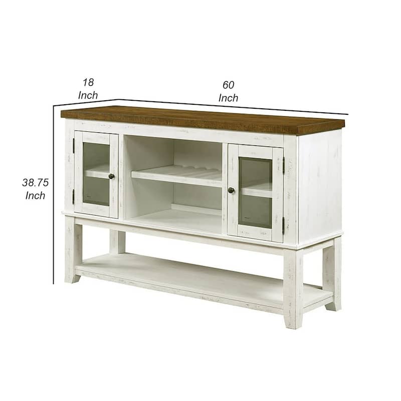 Giva Sideboard Buffet Console 4 Doors, Rattan Patterns, Brown 68 Inch