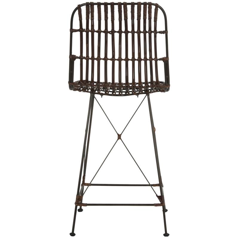 SAFAVIEH Shinako 37.5-inch Wicker Croco Brown Counter Stool (Set of 2) - 18.1" x 20.9" x 37.4" - 18Wx21Dx37H