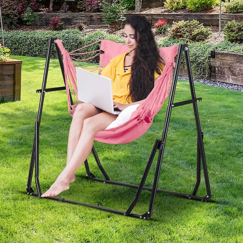 2 in 1 Hammocks Portable Convertible Hammock Swing Chair with Steel Stand