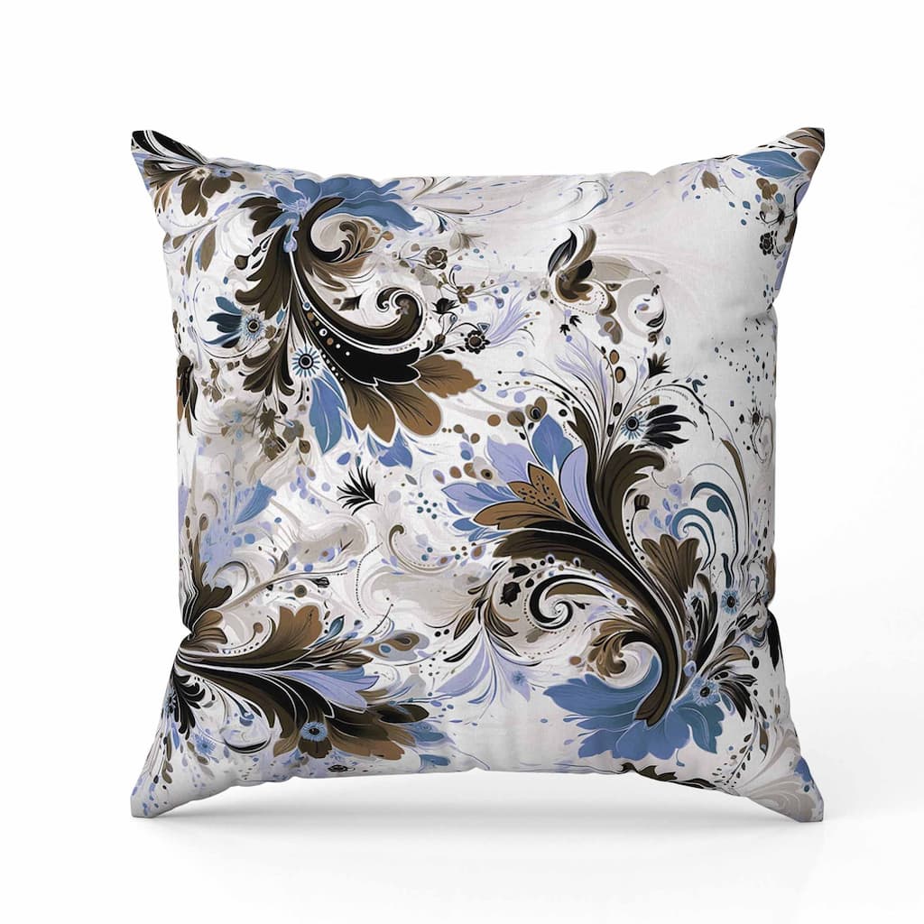 Motif Whirlwinds Indoor/Outdoor Reversible Throw Pillow White and Blue