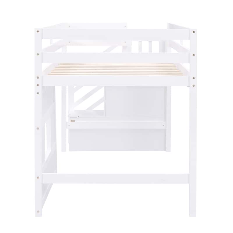 Loft Bed with Storage Staircase and Window
