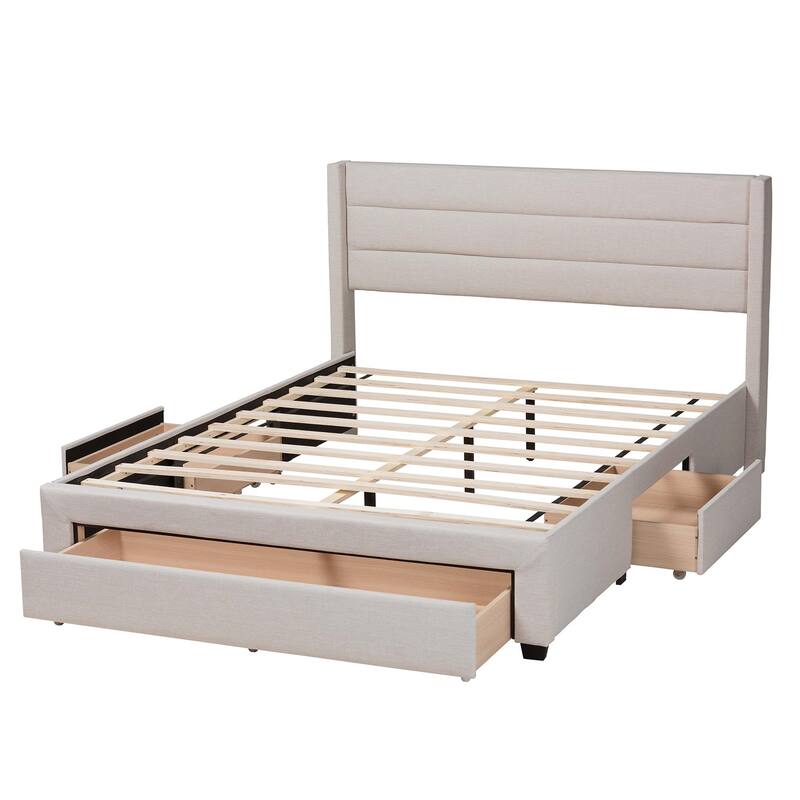Braylon Mid-Century Modern 3-Drawer Wood Platform Bed