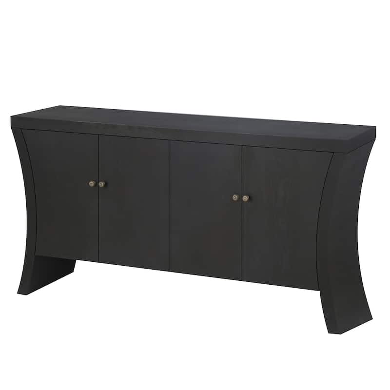 Wooden Credenza Buffet Server Cabinet with Curved Legs, Black Console Cabinet Entryway Cabinet Accent Cabinet