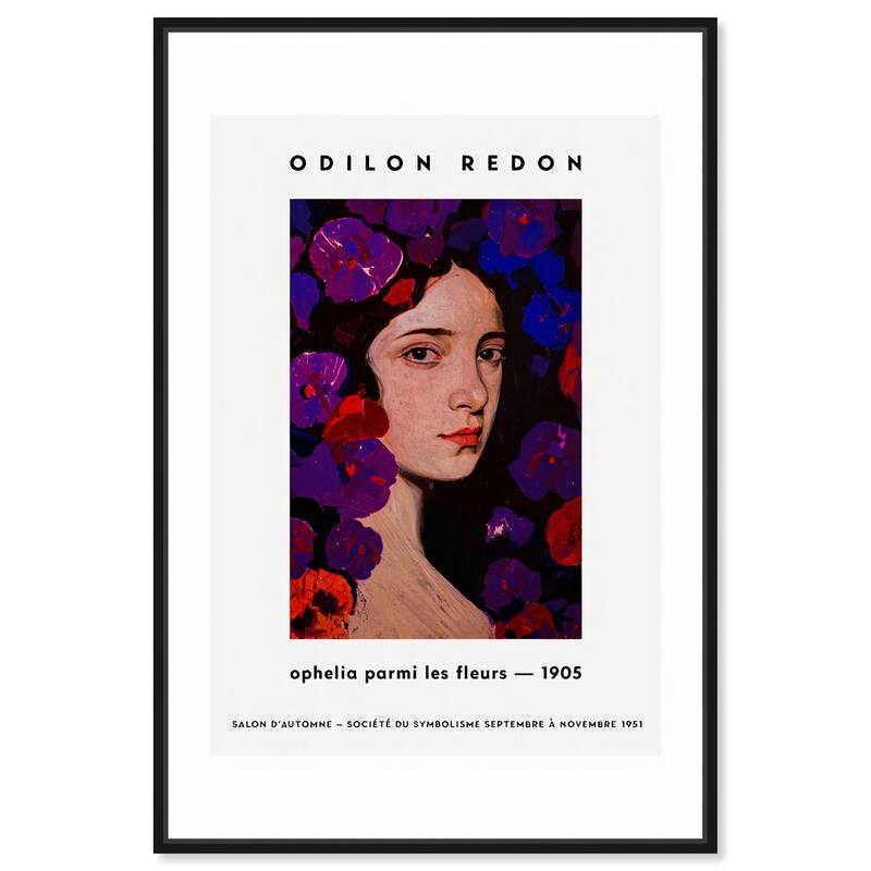 Redon's Ophelia in Blooms Canvas by Art Remedy - Black - 20" x 30"