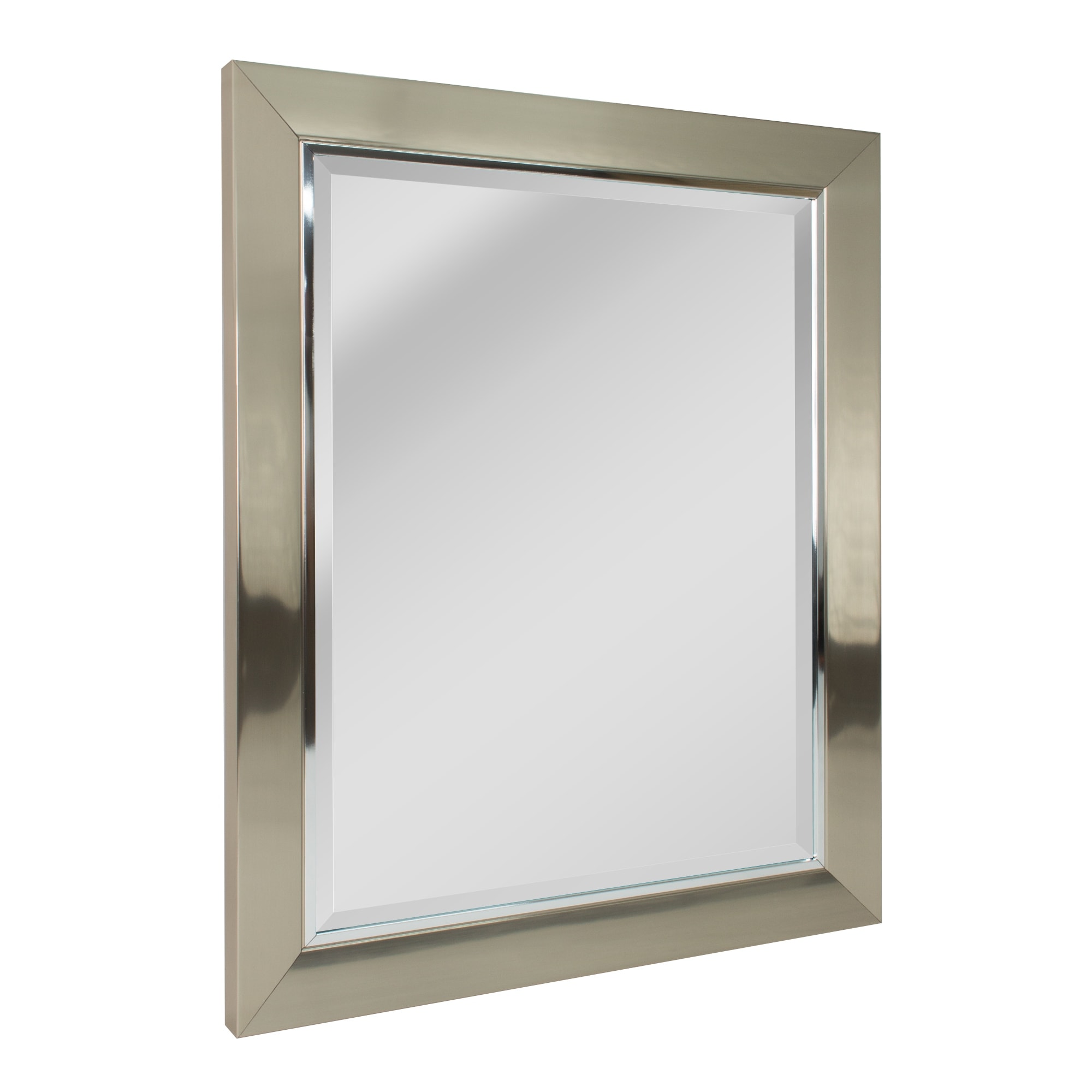 Head West Brushed Nickel and Chrome PS Beveled Mirror On Sale Bed Bath   Beyond 32656180