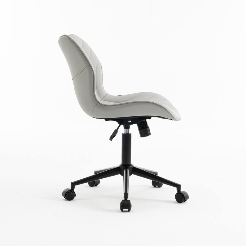 Faux Leather Office Chair with Wheels, Upholstered Task Chair