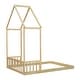 preview thumbnail 9 of 28, Full Size Pine Wood Headboard Floor Bed with Guardrails, No Slats