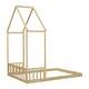 preview thumbnail 6 of 7, Natural Full Floor House Bed wRoof Framed Headboard and Guardrails