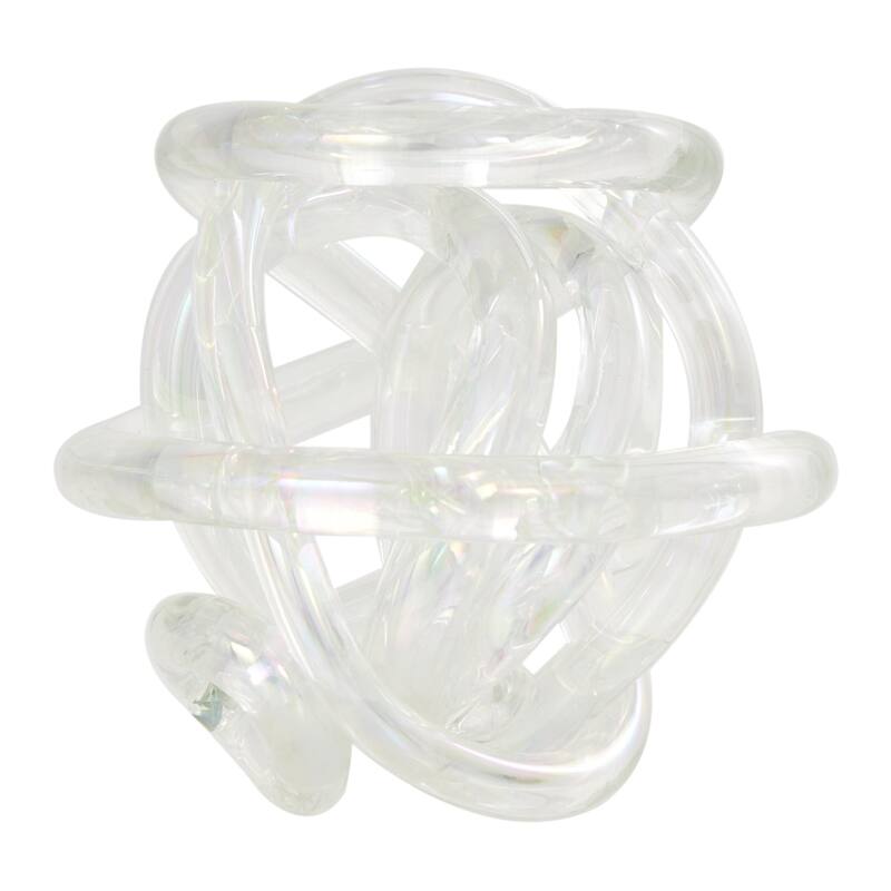 Glass Abstract Handmade Iridescent Knotted Ball Sculpture - Set of 3 Dark Gray, Black or Clear - Roche River Decor