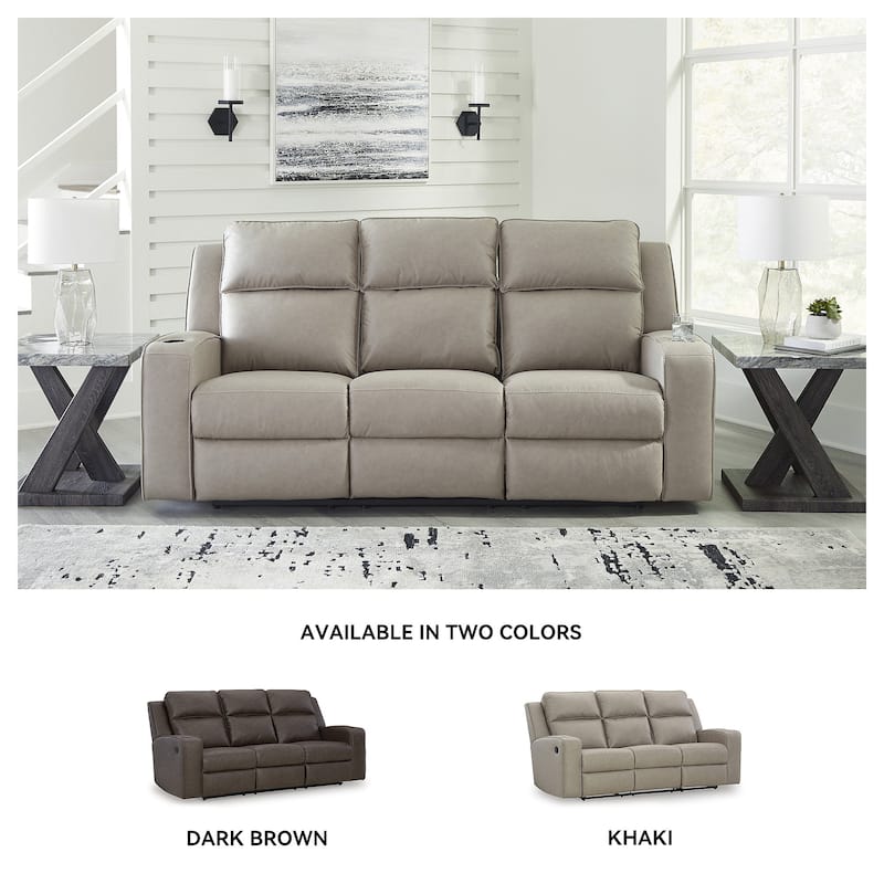 Signature Design by Ashley Lavenhorne Pebble Reclining Sofa with Drop Down Table - 87"W x 42"D x 43"H
