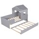 preview thumbnail 8 of 7, Gray Twin House Low Loft Bed with Trundle