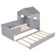 preview thumbnail 19 of 21, Twin Size House Low Loft Bed w/ Trundle Upholstered Platform Bed Frame