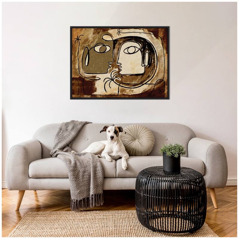 Kate and Laurel Sylvie What Secrets Do The Palms Whisper To The Earth Framed Canvas by Shatha Al Dafai