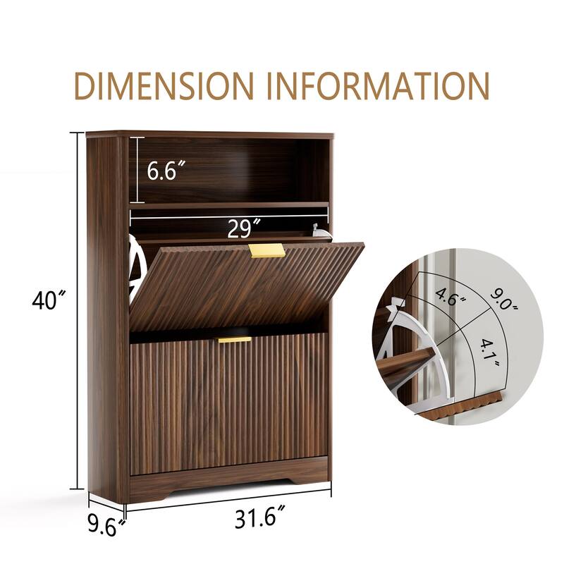 Shoe Cabinet Storage for Entryway Hidden Shoes Storage Cabinet with 2 Flip Drawers, Tall Free Standing Shoe Organizer Rack