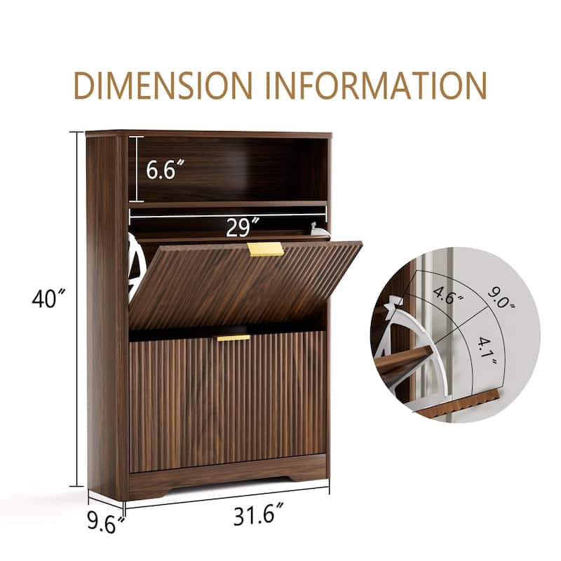 Tall Flip-Door Shoe Cabinet for Entryway & Hallway