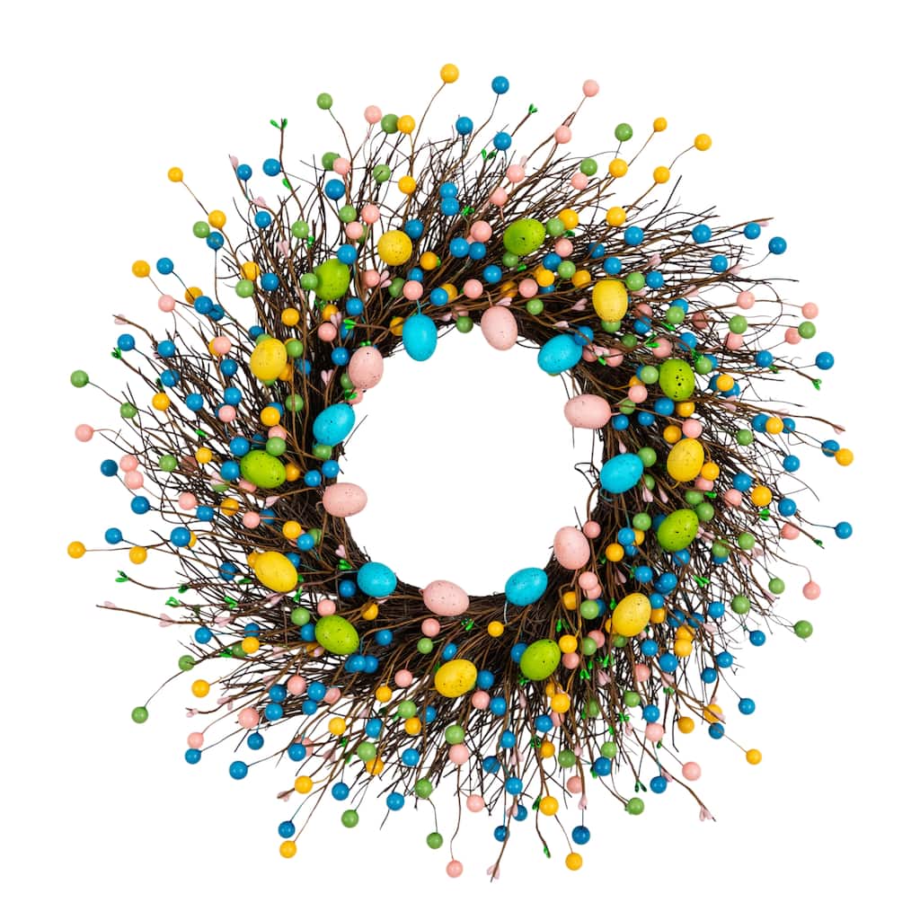 24-in Artificial Easter Egg Twig Wreath