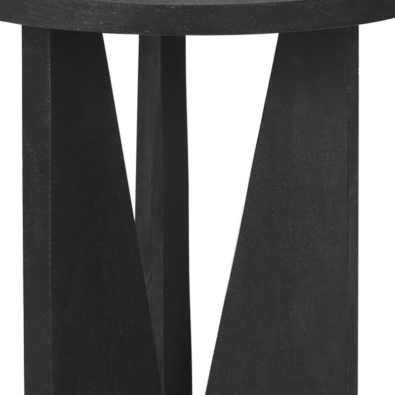 HomeRoots 18" Black Solid Wood and Wood Tray Table - 18.00 in. x 22.50 in. x 18.00 in.