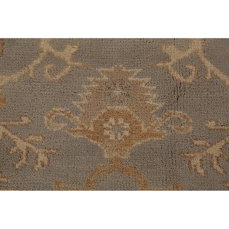 Gray Oushak Indian Area Rug Hand-Knotted Transitional Wool Carpet - 8'5"x 9'11"