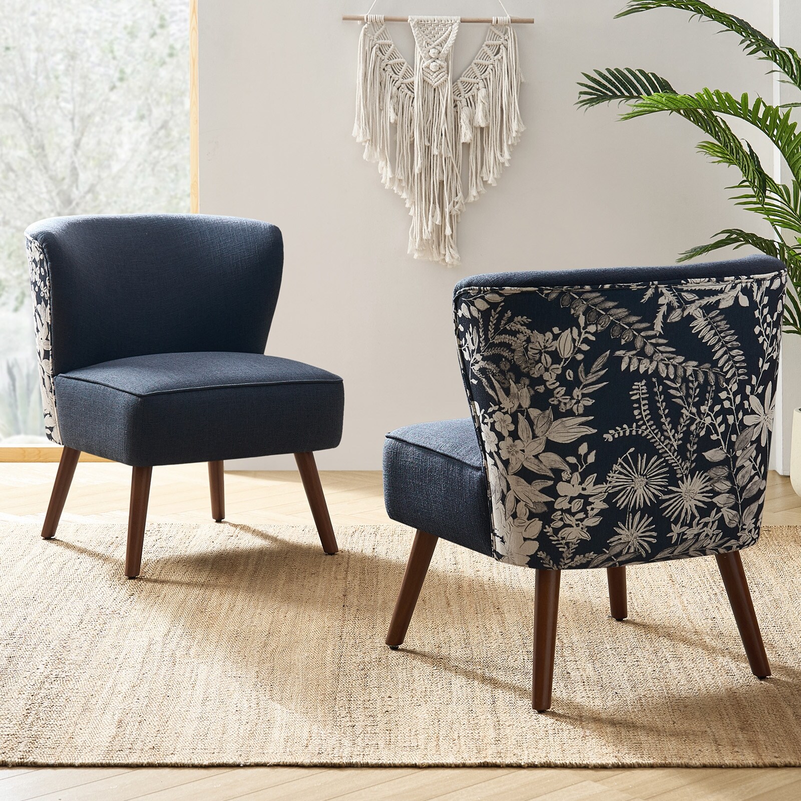Alexander Mid Century Modern Cocktail Chair with Soild Wood Legs Set of 2by HULALA HOME