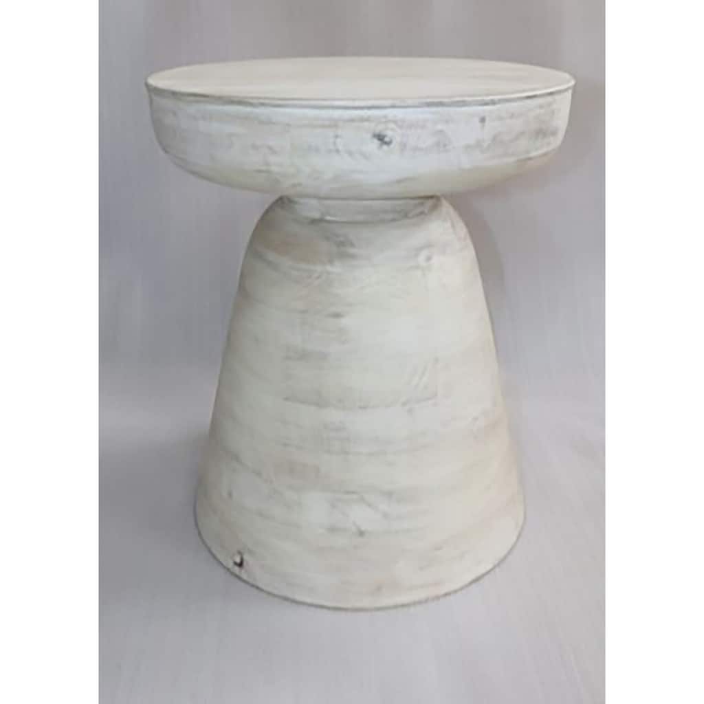 19" White Hourglass Side Table