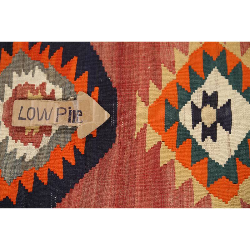 Vegetable Dye Kilim Qashqai Persian Rug Hand-Woven Vintage Wool Carpet - 4'4"x 6'6"