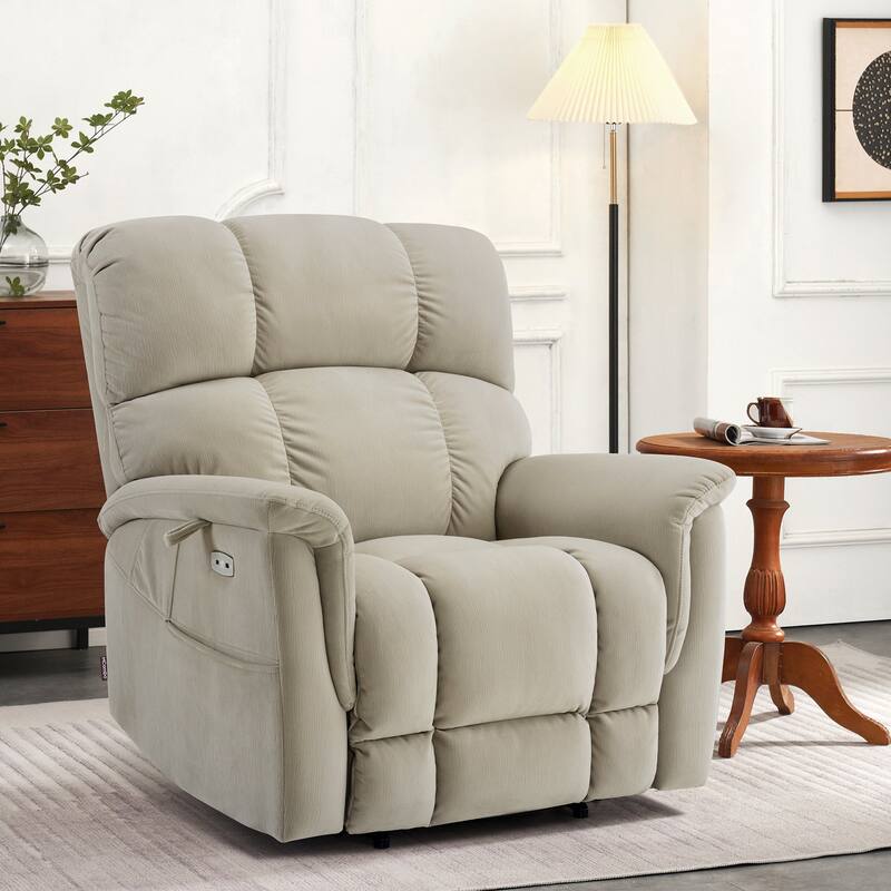 MCombo Dual Motor Power Lift Recliner Chair with Massage and Dual Heating, Infinite Position, Fabric R7166 (Oversize)