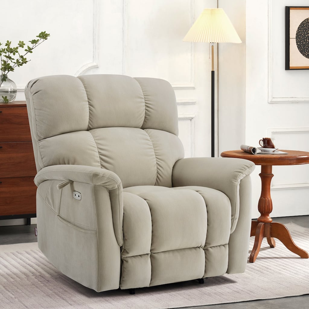 MCombo Dual Motor Power Lift Recliner Chair with Massage and Dual Heating, Infinite Position, Fabric R7166 (Oversize)