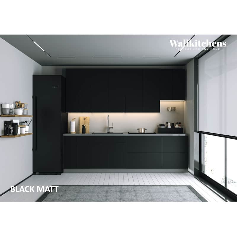 Kitchen Contemporary Collection Black & White Gloss Color Base Size 9.5Ft Wide - 114x24