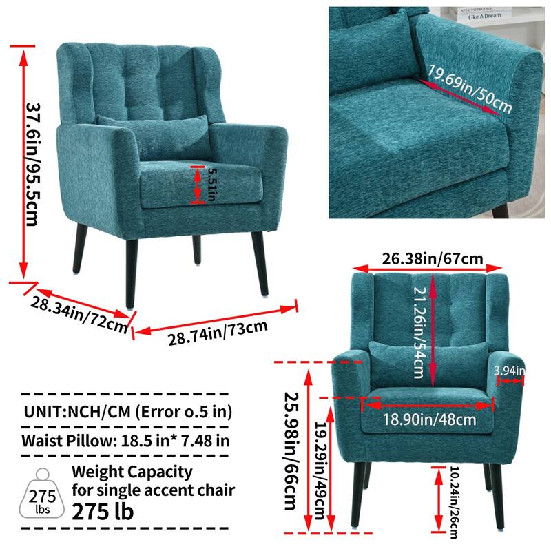 Desk Chair Upholstered Arm Chair Teal Office Chair Club Chair