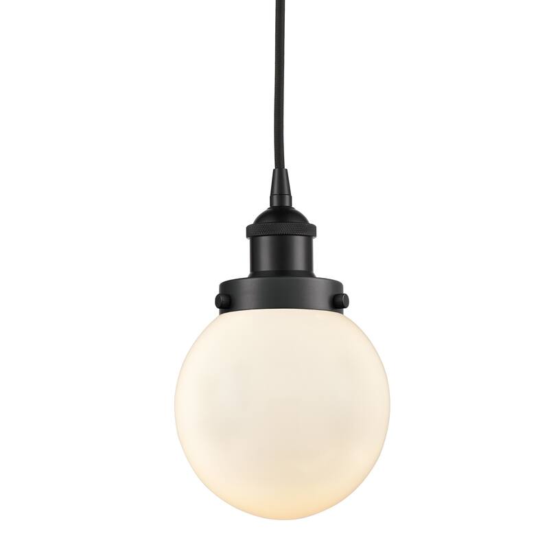 Innovations Lighting 616-1PH-10-6 Beacon Pendant Beacon 6" Wide Mini - Matte Black / Matte White