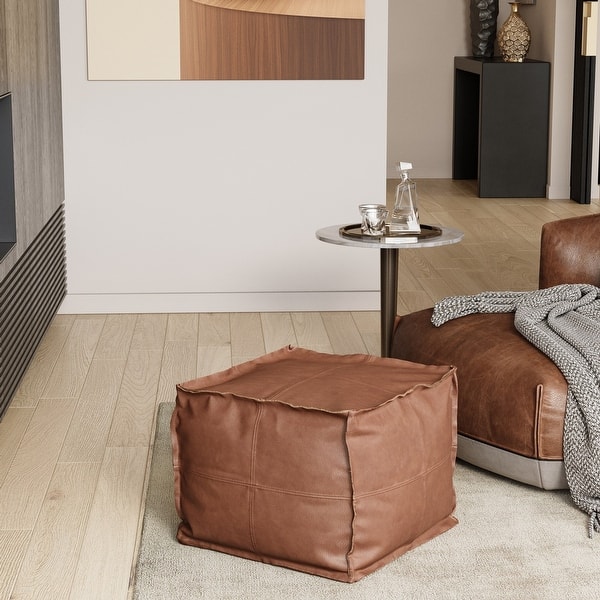 Leather Ottoman,Handmade Stuffed Square Pouf, Leather Pouf,Square Pouf