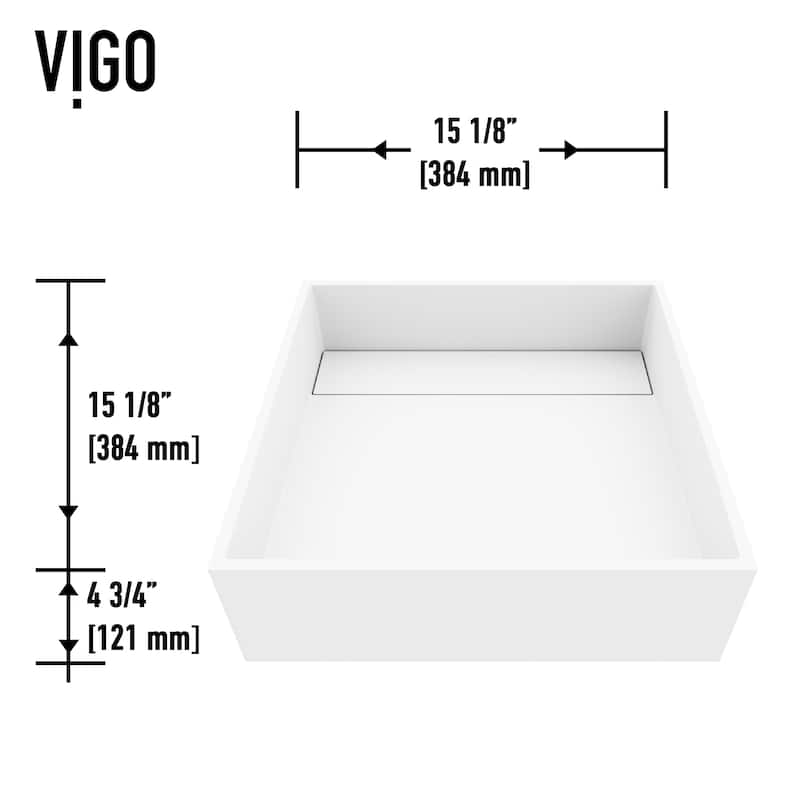 VIGO Montauk 15"L x 15"W MatteStone Vessel Sink and Lexington 10"H Faucet Set
