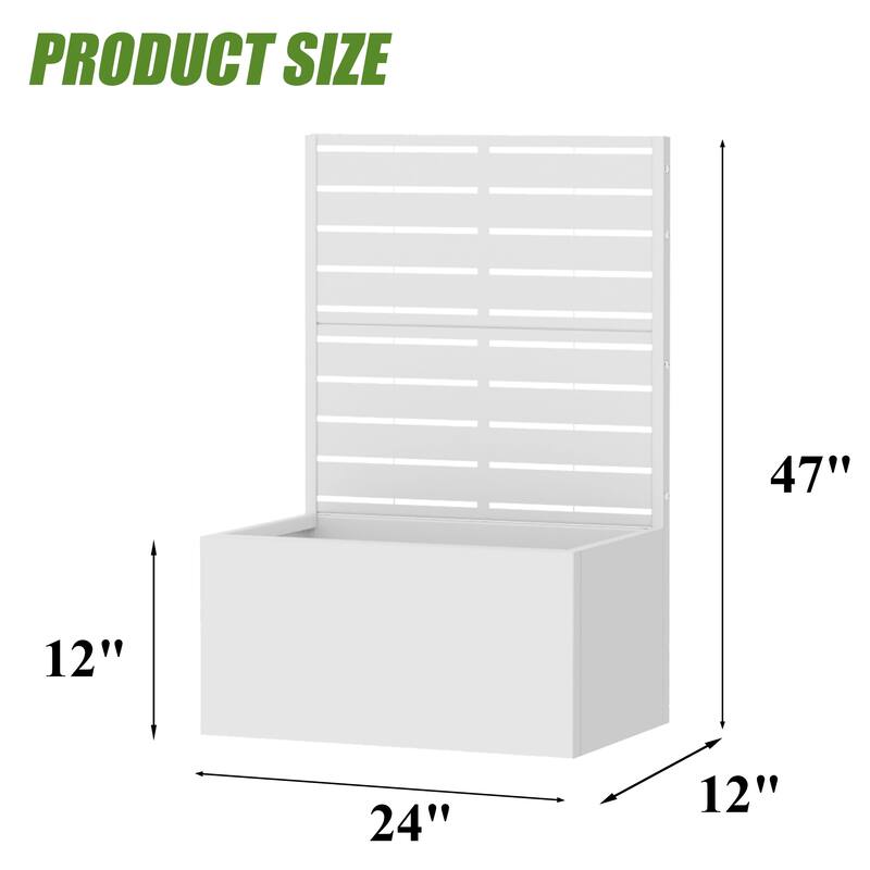 Galvanized Planter Box with Trellis & Privacy Screen