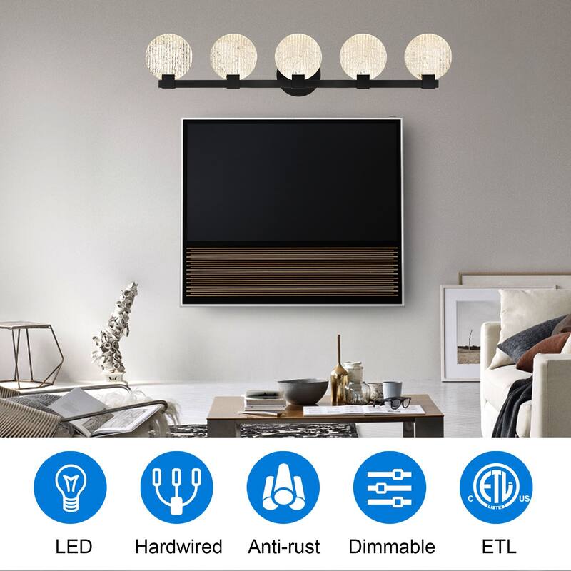 Modern 5-Light Black Vanity Light