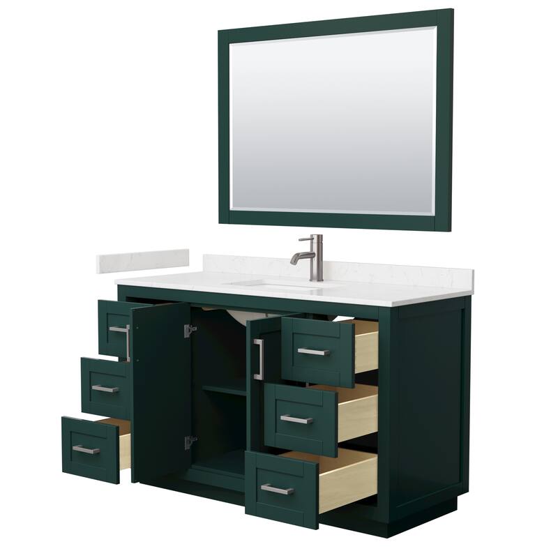 Miranda Single Vanity Set, Cultured Marble Top, 46-Inch Mirror