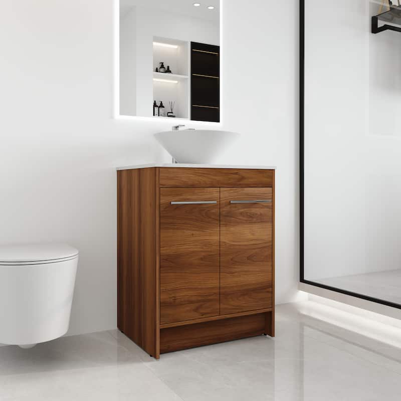 Malwee 24"/36"/48"/60" FreeStanding Bathroom Vanity, Floor Stand Bathroom Vanity with Ceramic Sink,Soft Close Door and Shelf