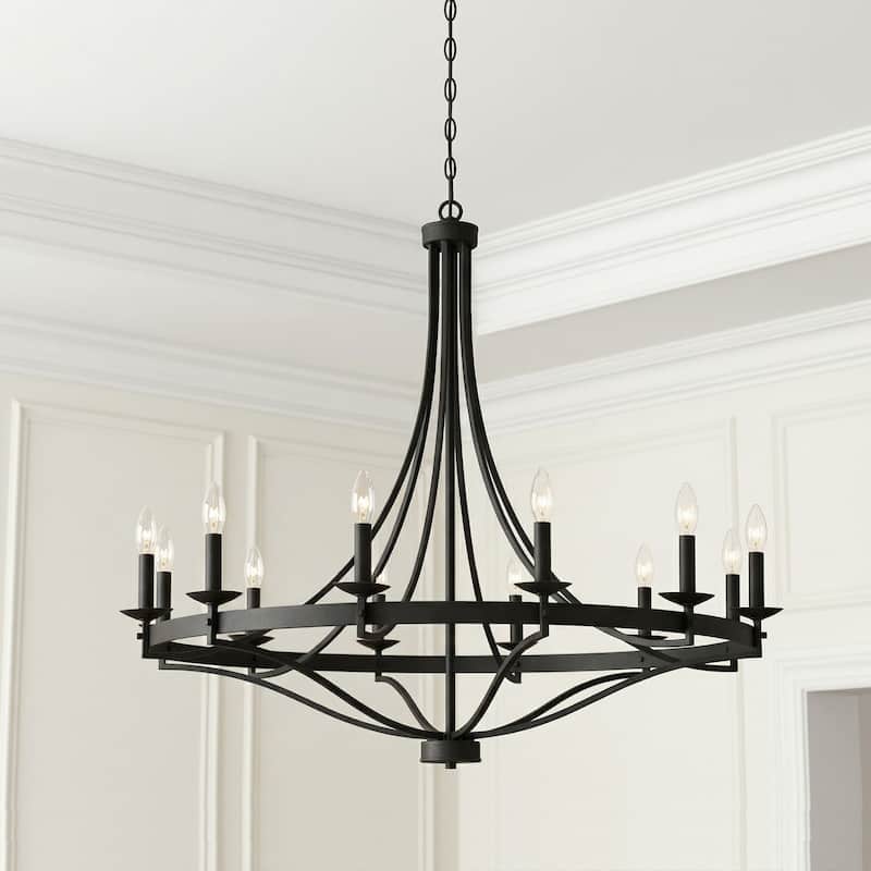 Acroma 12-light Modern Farmhouse Empire Wagon Wheel Chandelier with UL - Aged Zinc
