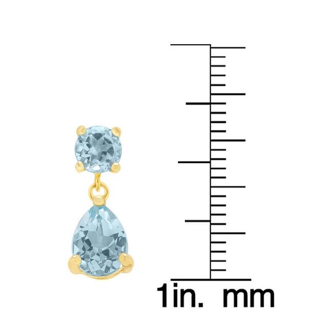 Victoria Townsend 14kt. Gold over Sterling Silver Lab Aqua Pear Drop Earring