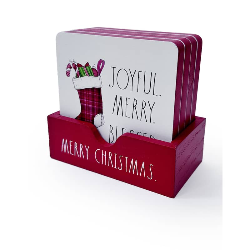 Rae Dunn Set of 4 Christmas Themed Drink Coasters - N/A