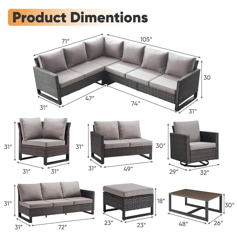 Wicker Patio Conversation Set with Cushion and Table