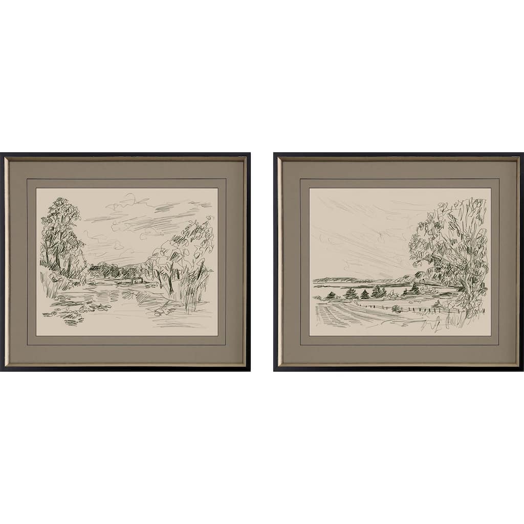 Sepia Scenes II S/2 Framed Art Giclee Under Glass - Brown