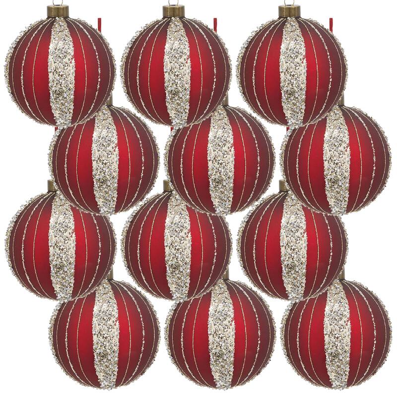 D3" Christmas Ball Ornaments, Glass Decorative Hanging Ball Christmas Tree Ornaments for Holiday, Set of 12