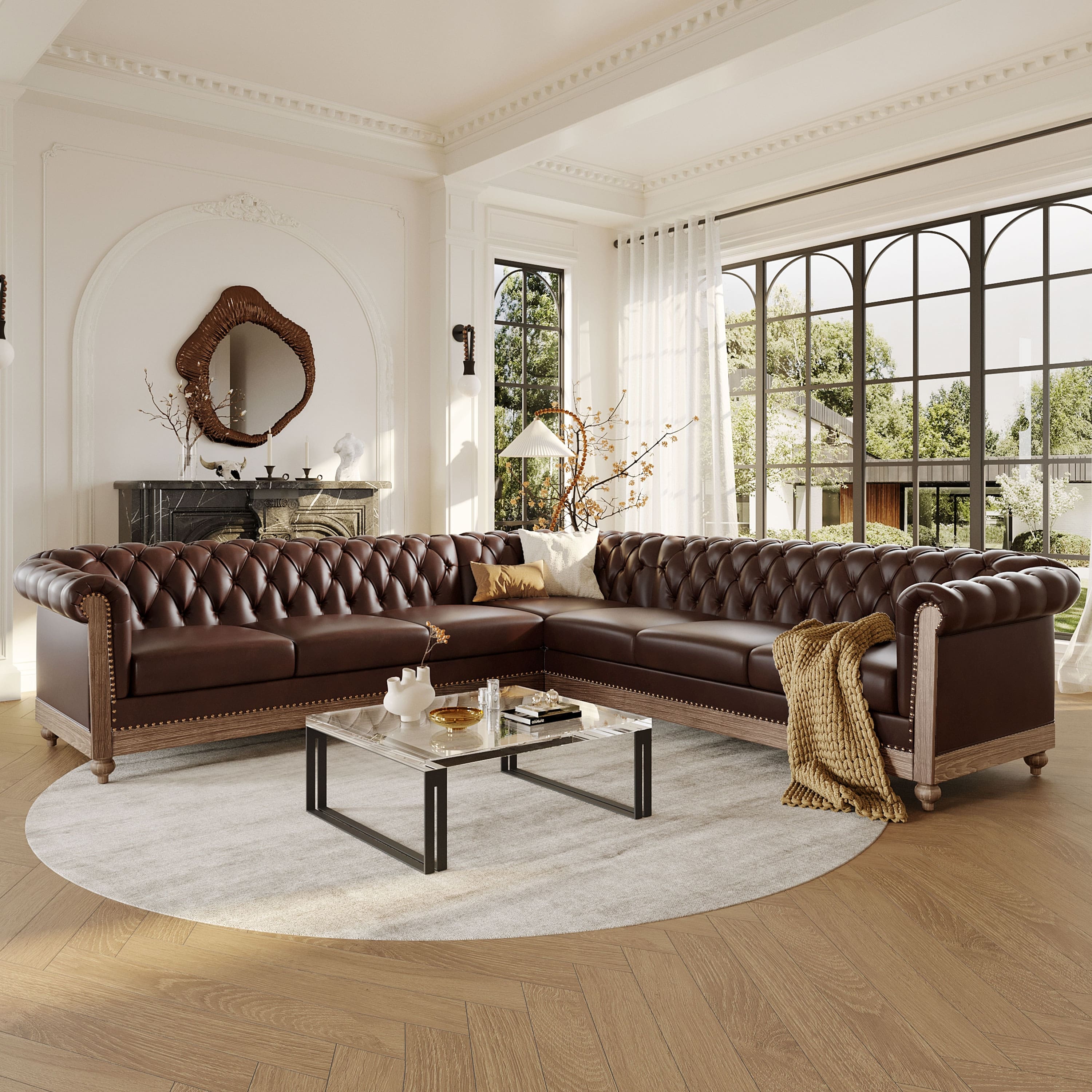 Option Faux Leather + Dark Brown + Natural
