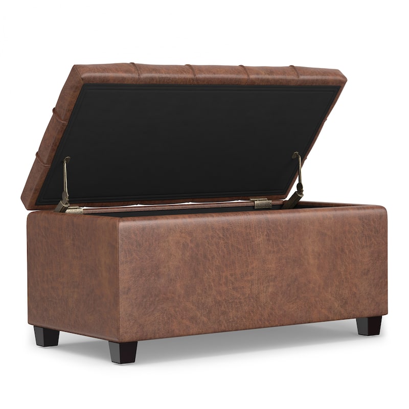 WYNDENHALL Marlowe 34 inch Wide Transitional Rectangle Storage Ottoman