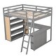 preview thumbnail 5 of 7, Full Size Loft Bed with Ladder, Shelves, Desk, and Storage Drawers