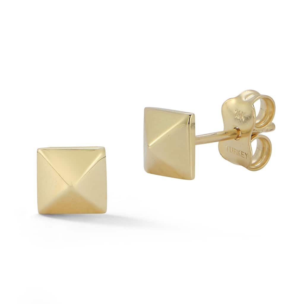 Soleil 14K Gold Square Pyramid Studs - Yellow