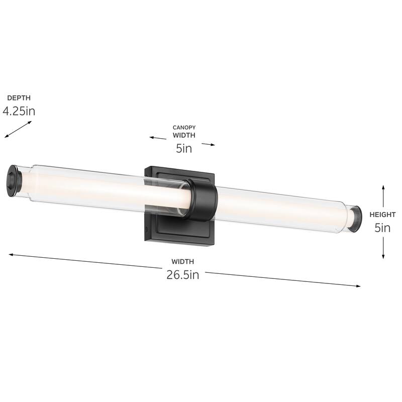 Kichler Lighting Laurene 26.5" Linear Bath Bar Medium LED with Clear Glass in Black