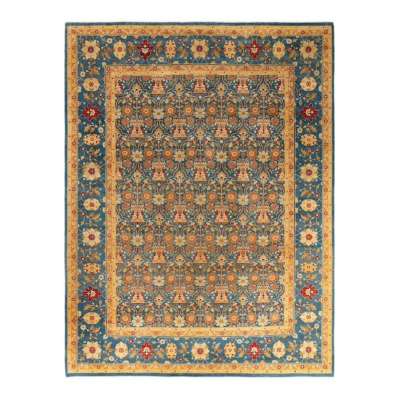 Overdyed, One-of-a-Kind Hand-Knotted Area Rug - Blue - 9' 1" x 11' 10"