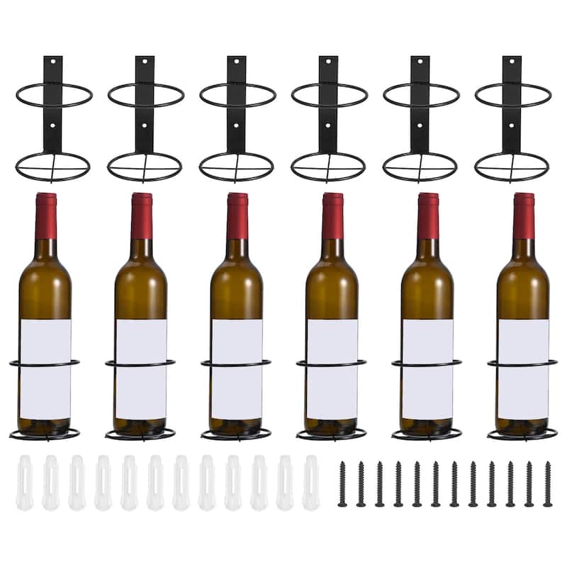 Spiral Wine Wall Holder 12 Pcs, Metal Wine Bottle Display Holder, Black Upward