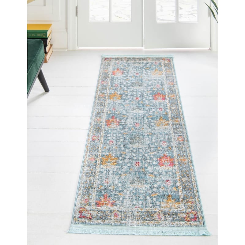 Transitional Laka Collection Area Rug - Blue - 2'7"x10'